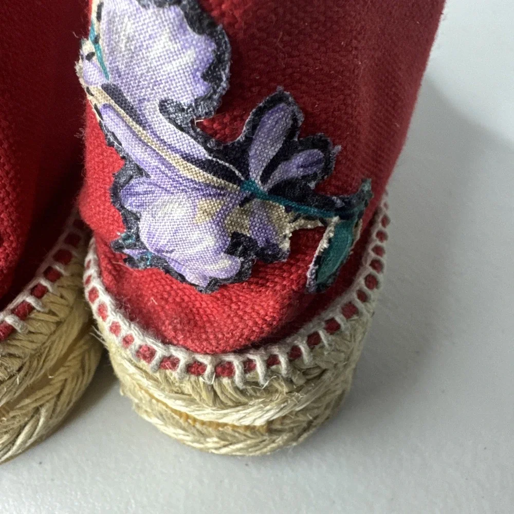 Artesania Sandals Womens 36 US 6 Red White Embroidered Espadrille Boho‎